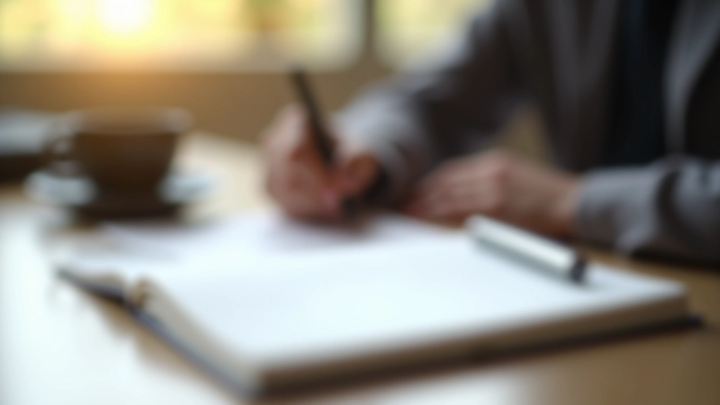 Nahaufnahme von Notizen und Stift bei Erstellung einer Karrieregeschichte