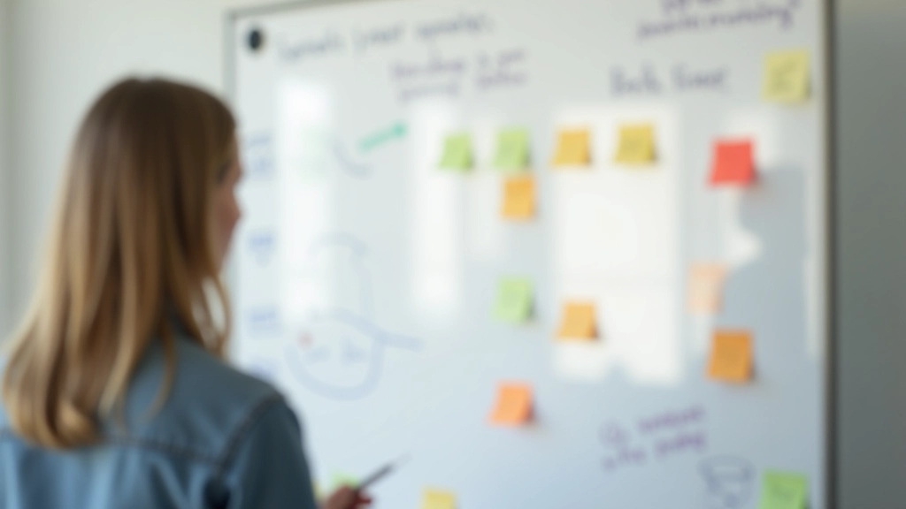 Trainerin an der Pinnwand mit Karriereplanung-Notizen